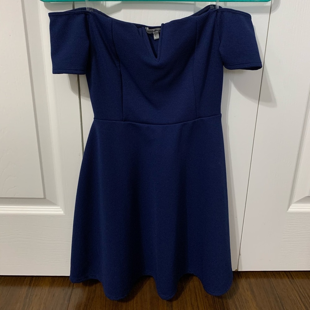 navy blue off the should dress